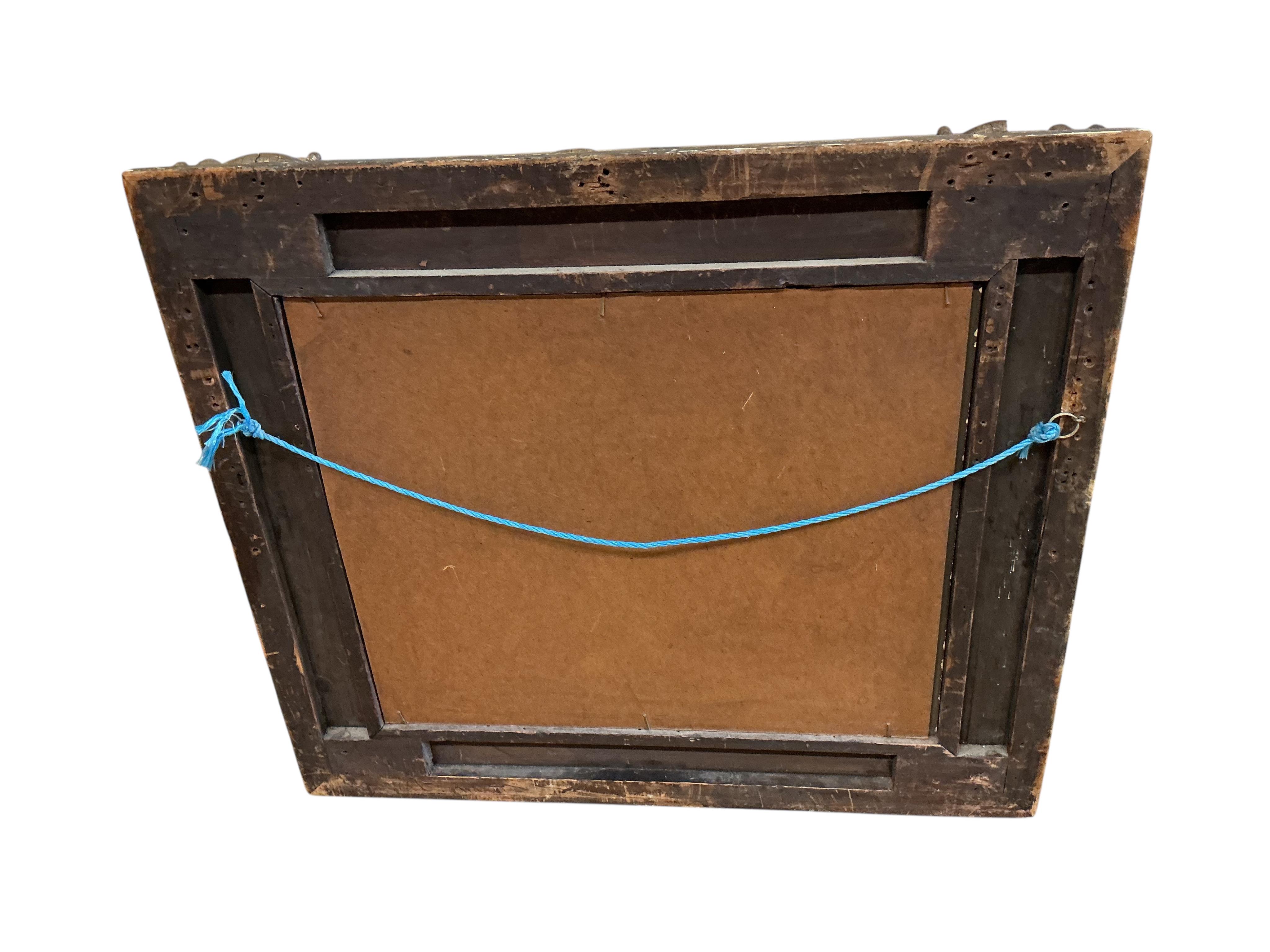 A Victorian giltwood and composition wall mirror converted from a picture frame, width 86cm, height 75cm